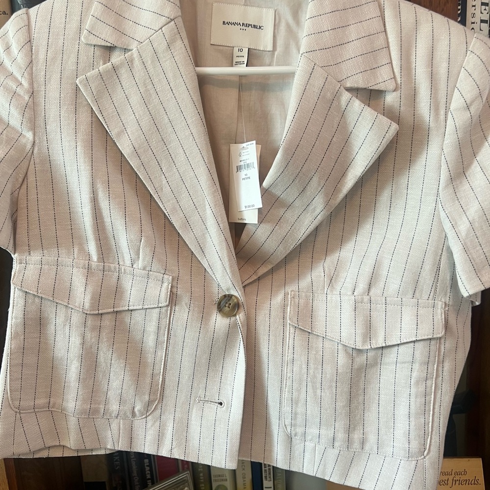 Banana Republic Cream Striped Blazer